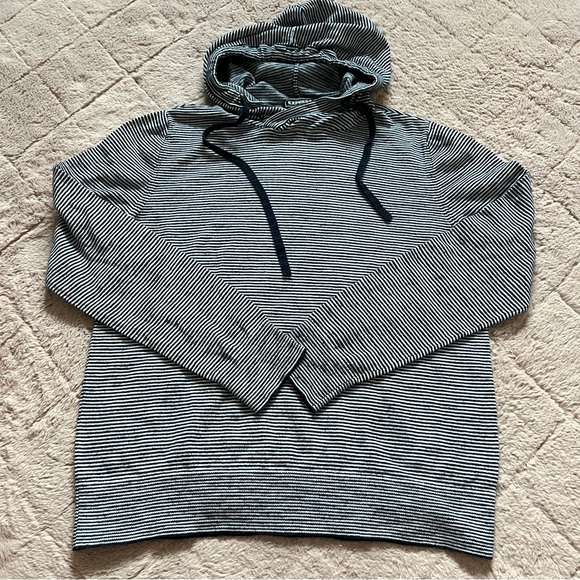 Express Cotton Blend Striped Hooded Sweater Women’s Size M - Picture 1 of 9